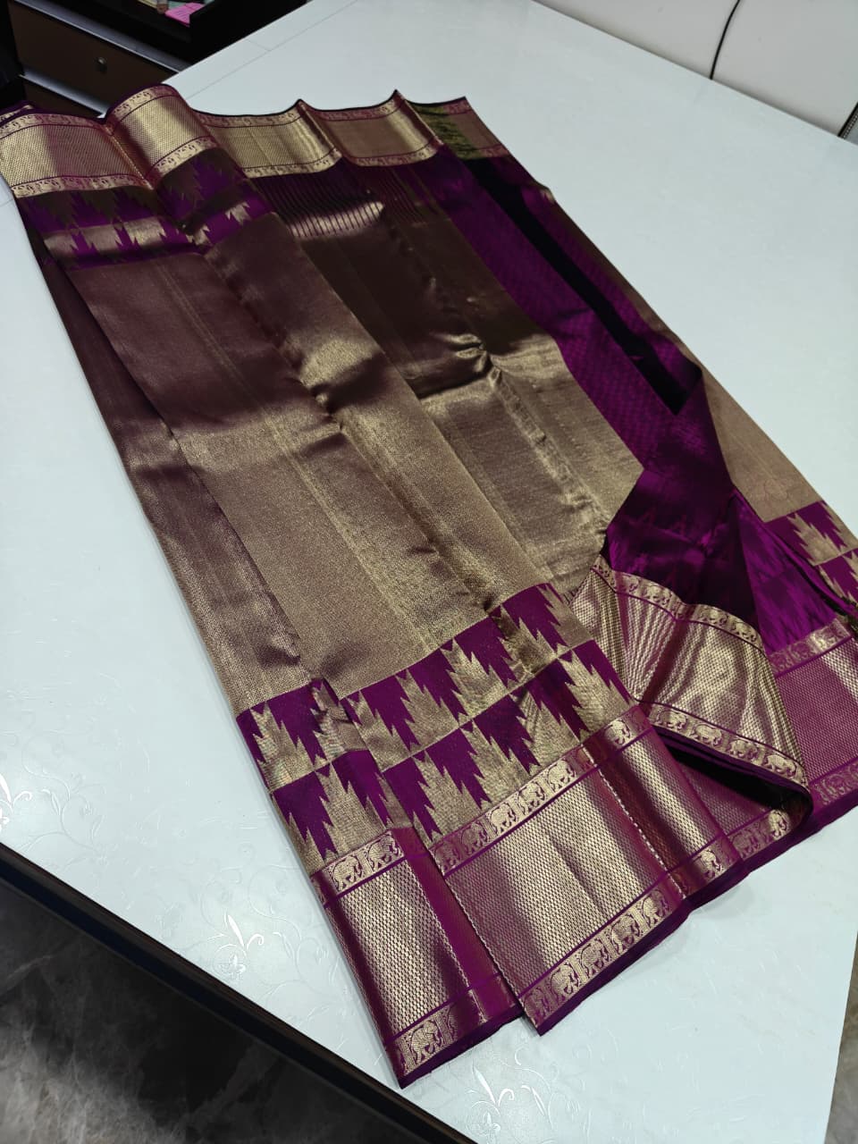 Kanchipuram Tissue Silk Saree  Deep Purple